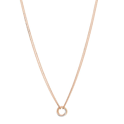 Cartier 18K Pink Yellow White Gold Trinity Double Chain Pendant Necklace 1 of 6