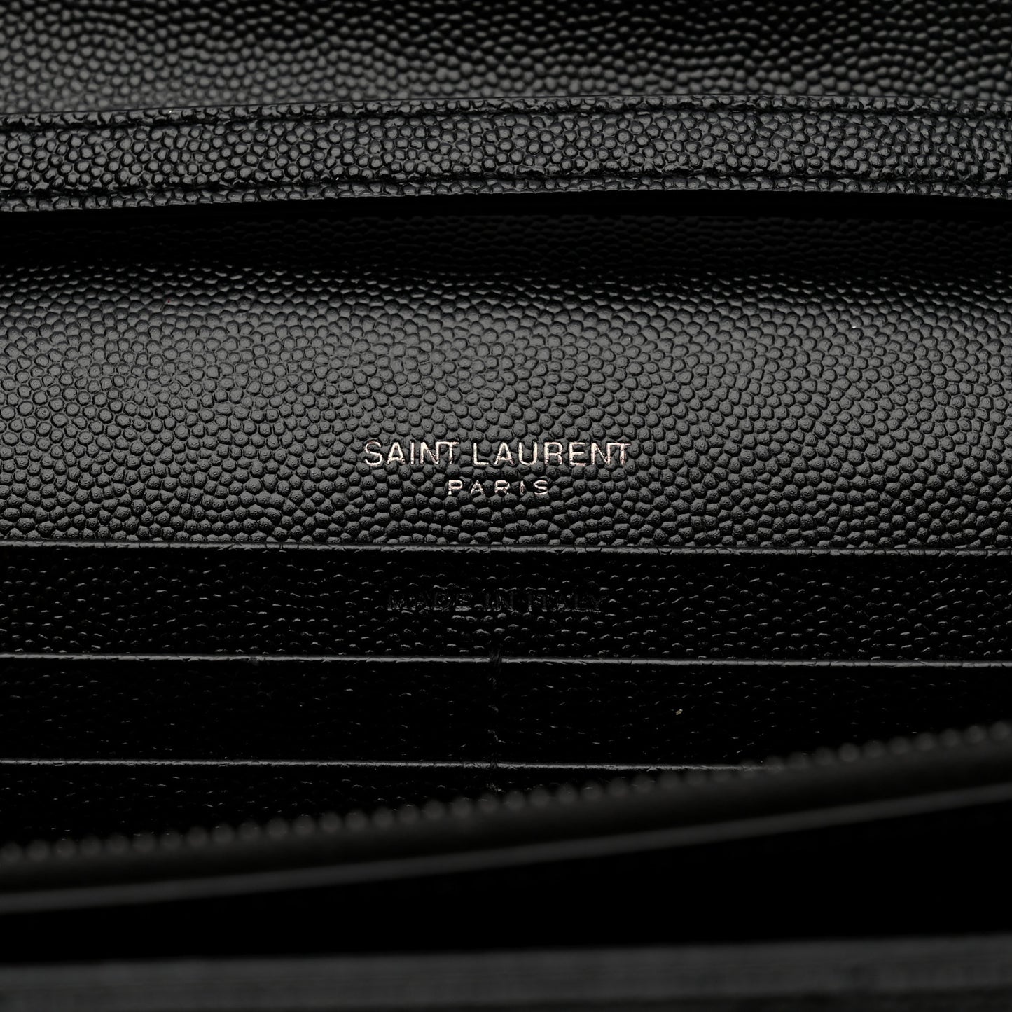 Grain De Poudre Matelasse Chevron Monogram Monochrome Chain Wallet Black