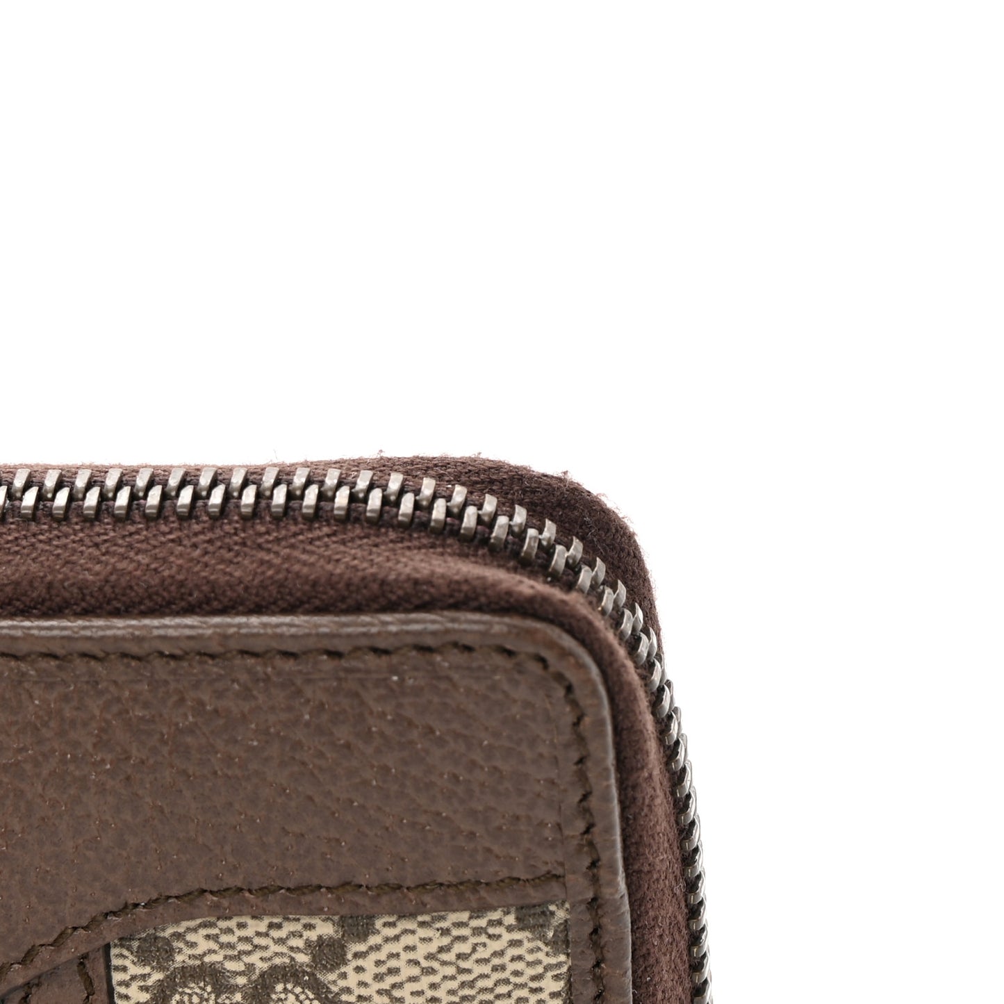 GG Supreme Web Ophidia Zip Around Card Case Brown
