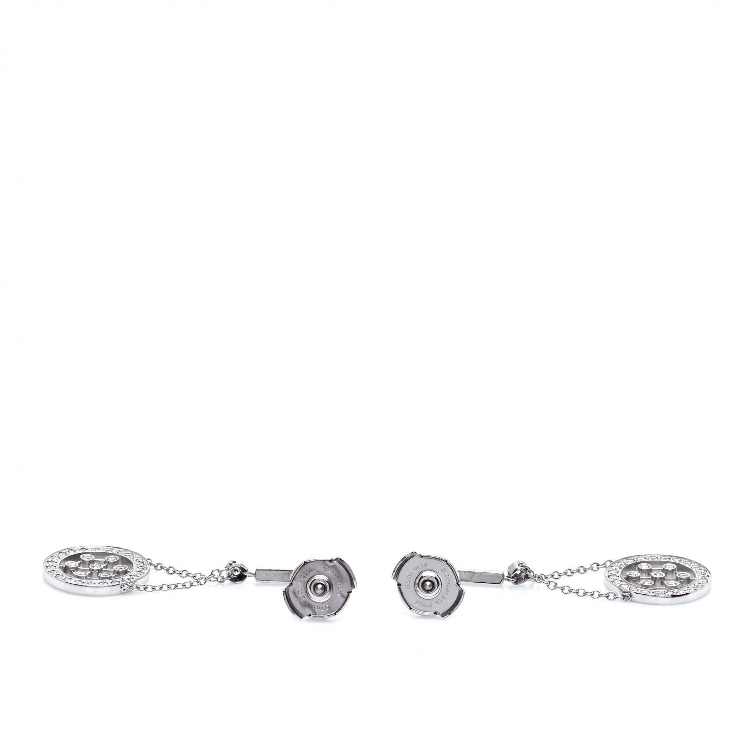 Tiffany Platinum Diamond Voile Drop Earrings 4 of 7