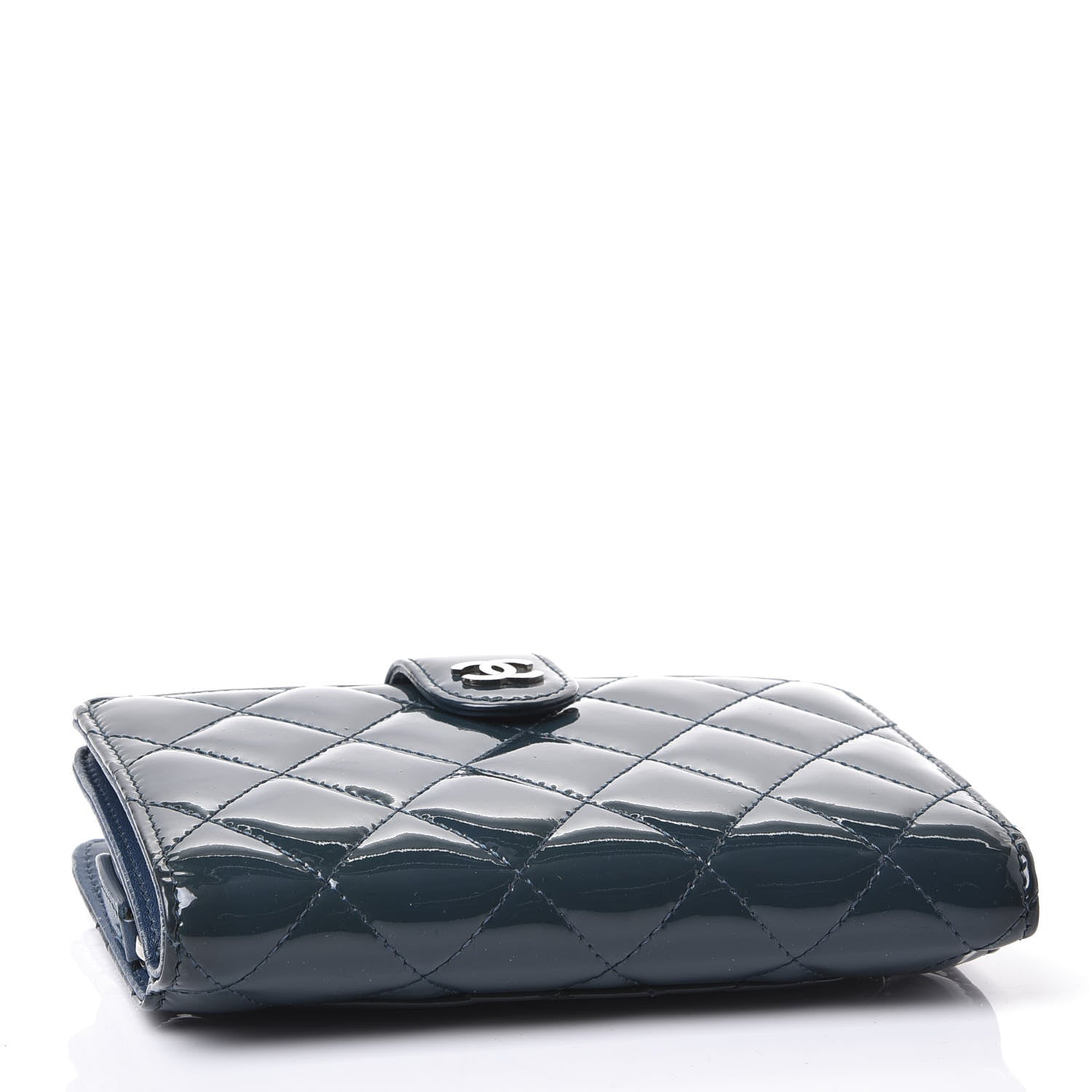 Chanel Patent Quilted Zip Pocket Wallet Blue 3 of 11