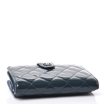 Chanel Patent Quilted Zip Pocket Wallet Blue 3 of 11