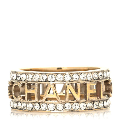 Chanel Metal Crystal Bow-tiful CC Logo Ring 7.25 55 Gold 3 of 6