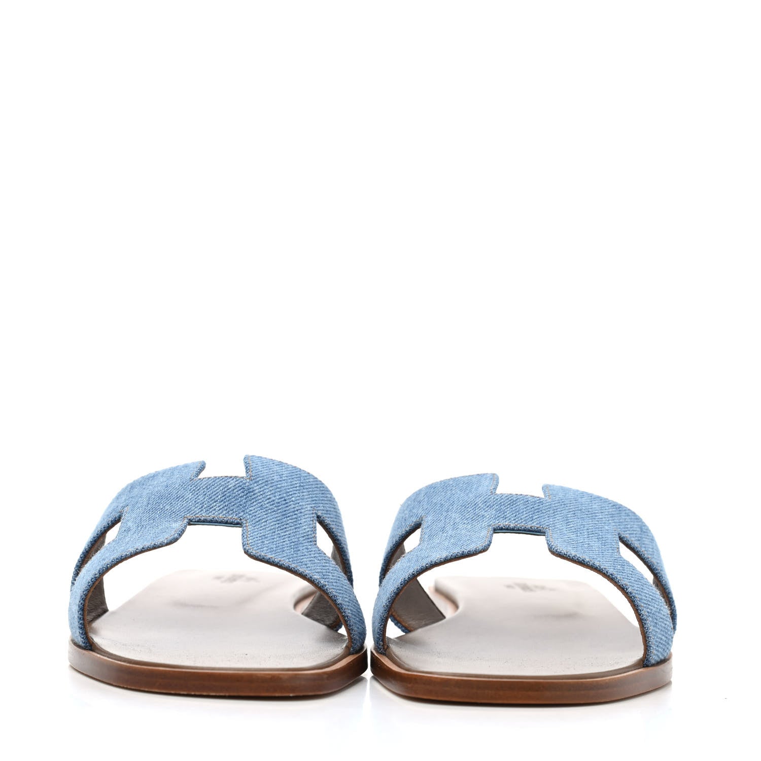 Hermes Denim Canvas Oran Sandals 38.5 Bleu Clair 2 of 4