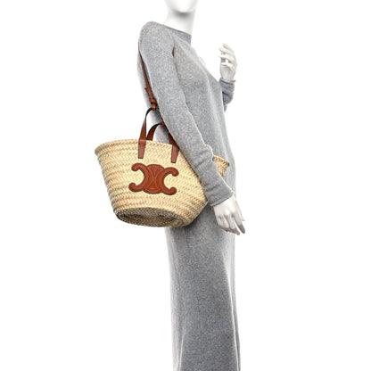 Celine Raffia Calfskin Triomphe Teen Panier Tan 2 of 8