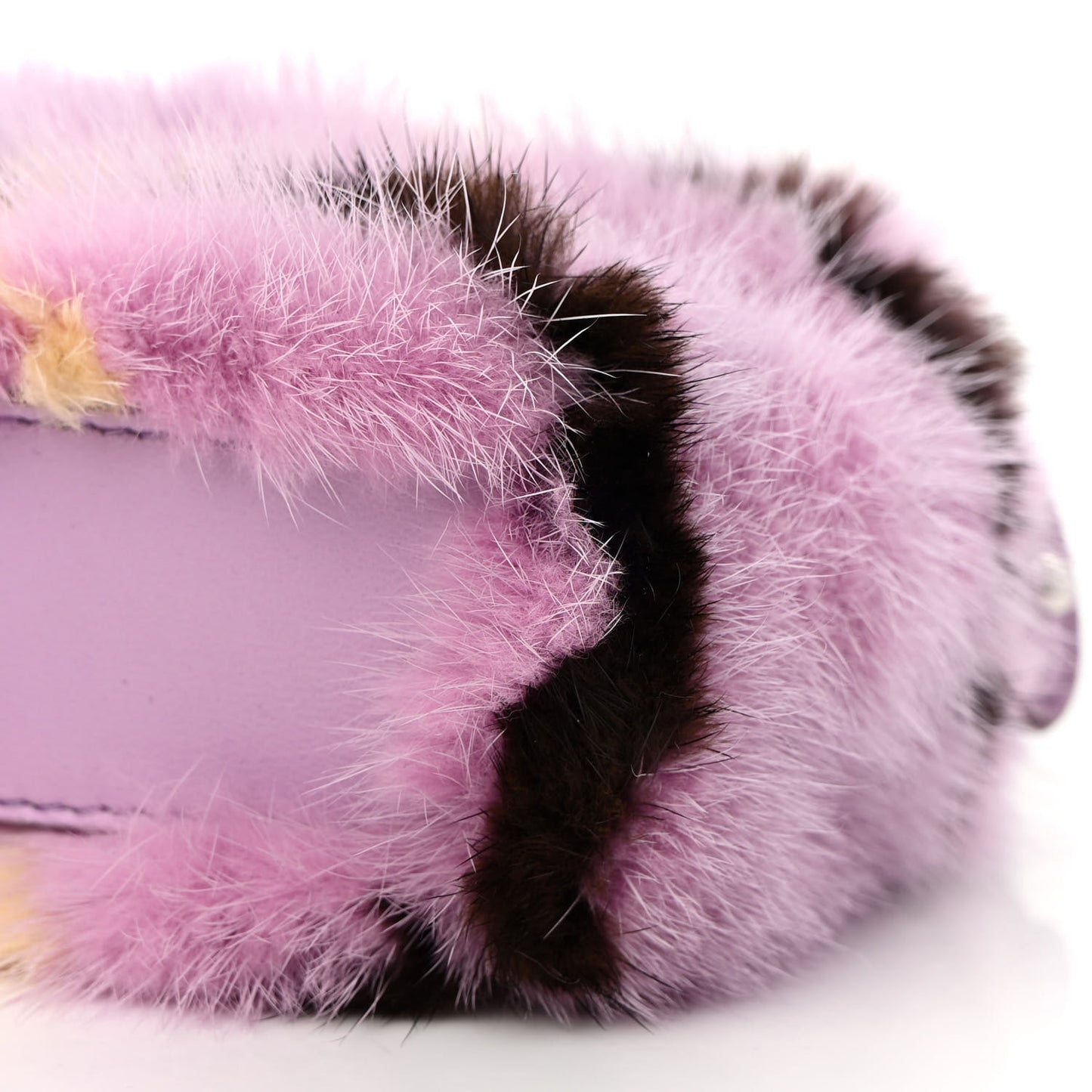 Mink Fur Shiny Nappa Chess Print Micro Peekaboo Iconic Satchel Lavanda Multicolor