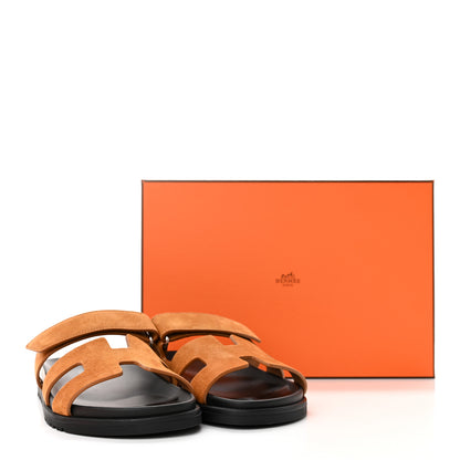 Hermes Suede Goatskin Womens Chypre Sandals 37.5 Naturel 12 of 12