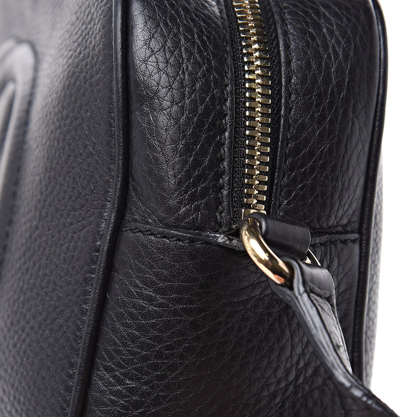 Pebbled Calfskin Small Soho Disco Bag Black