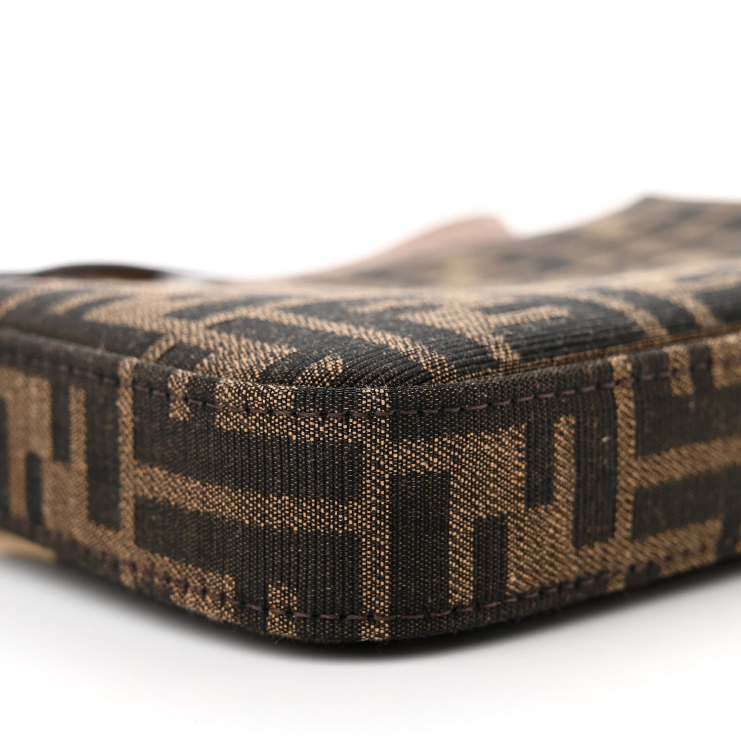 Fendi Fabric Jacquard Vitello Grace FF 1974 Baguette Pouch Tobacco Moro Sand 8 of 10