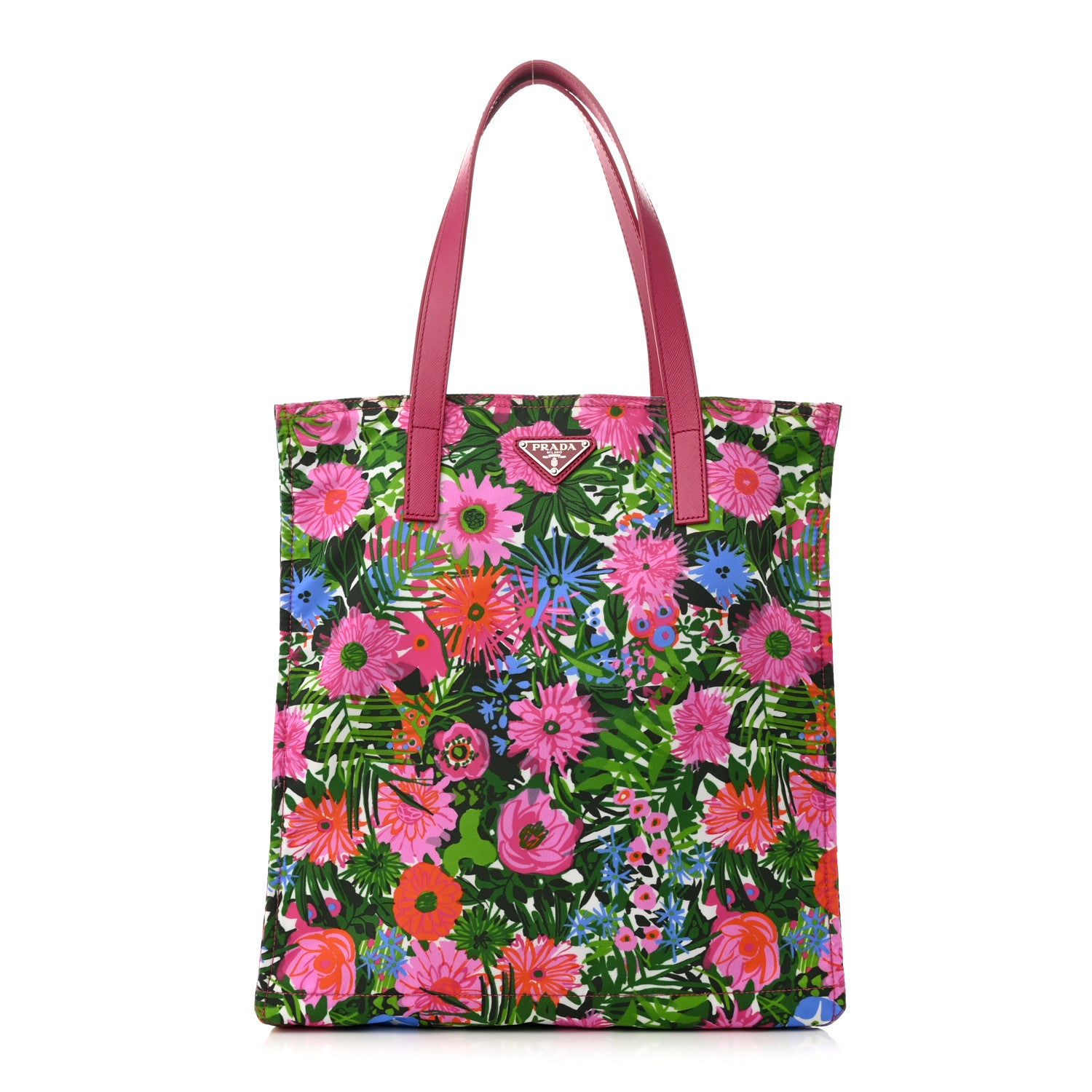 Prada Tessuto Nylon Floral Print Tote Pink 1 of 9
