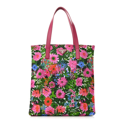 Prada Tessuto Nylon Floral Print Tote Pink 1 of 9