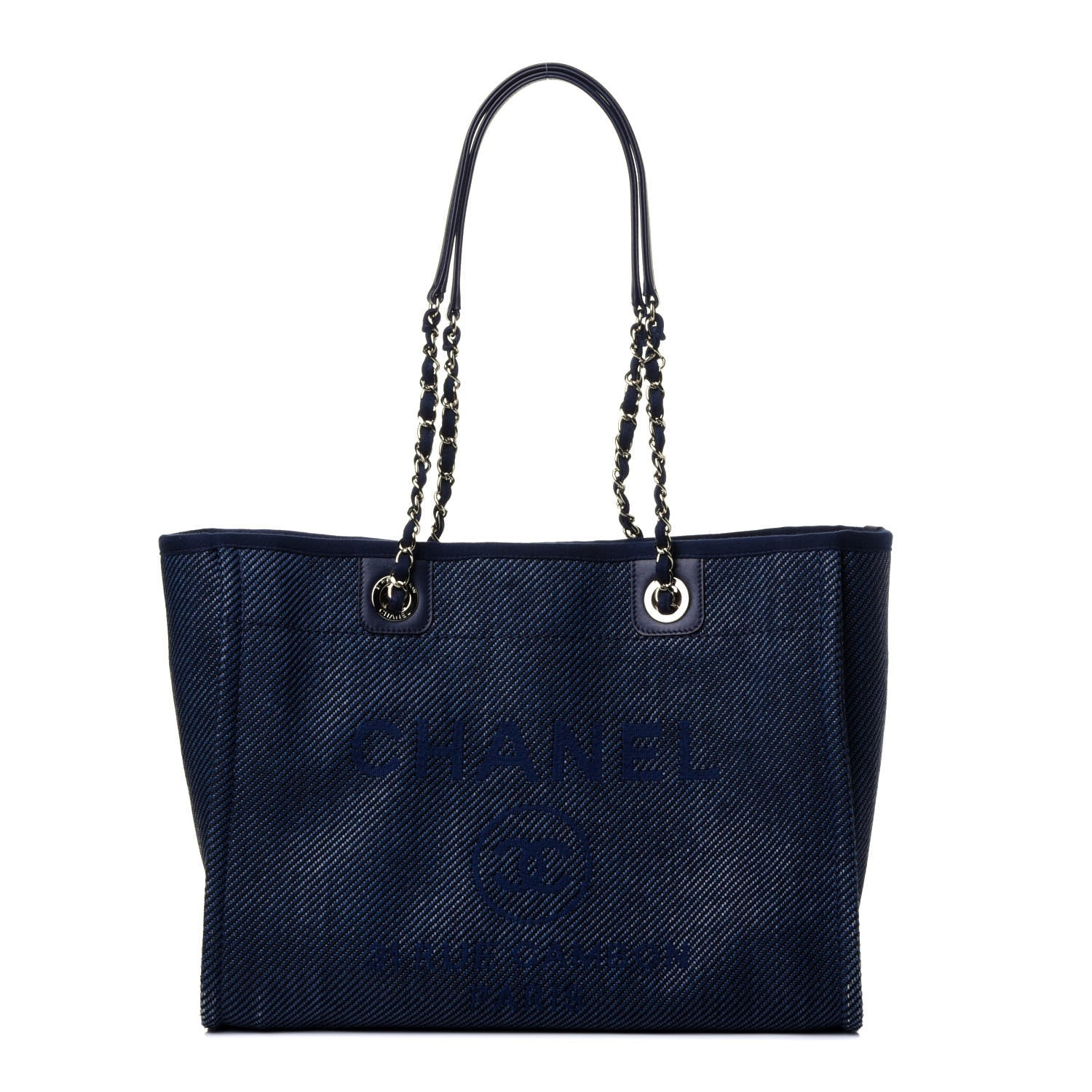 Chanel Mixed Fibers Small Deauville Tote Navy Blue 1 of 10