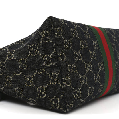 Gucci Denim GG Monogram Web Small Giglio Tote Black Ivory 9 of 10