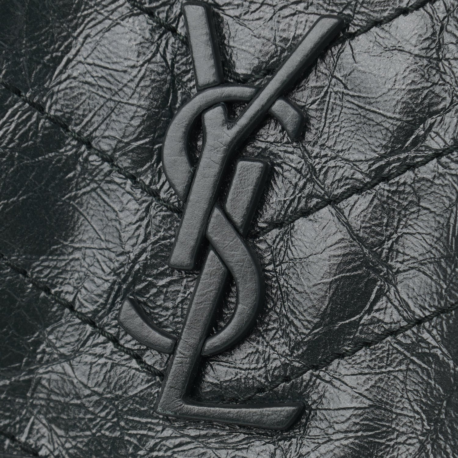 Saint Laurent Crinkled Calfskin Matelasse Monogram Medium Niki Chain Satchel Dark Green 12 of 12