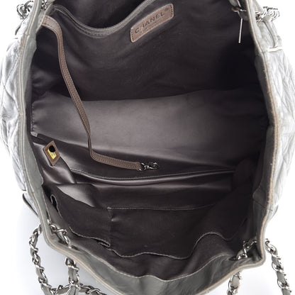 Chanel Glazed Lambskin Quilted Large North South Tote Grey 5 of 15