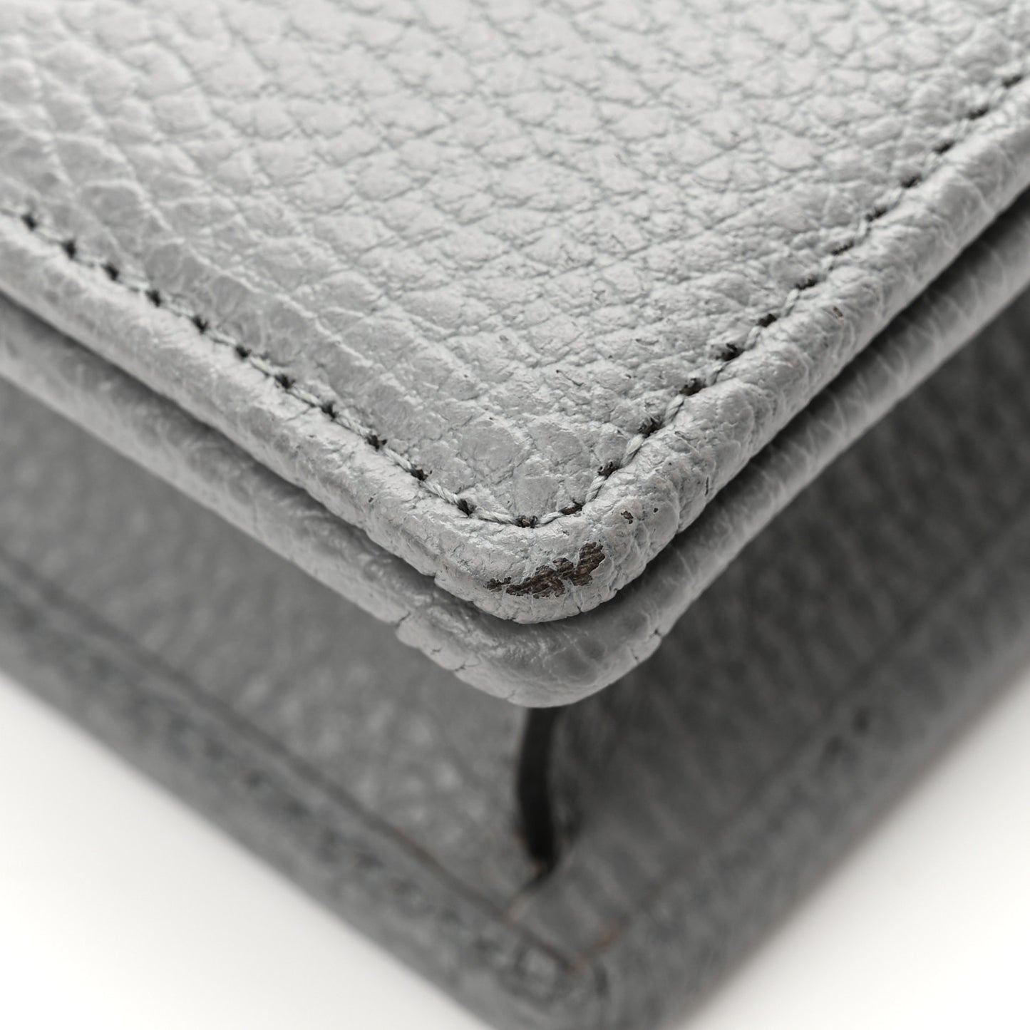 Dollar Calfskin Enamel Monochrome Mini GG Marmont Chain Wallet Deep Grey