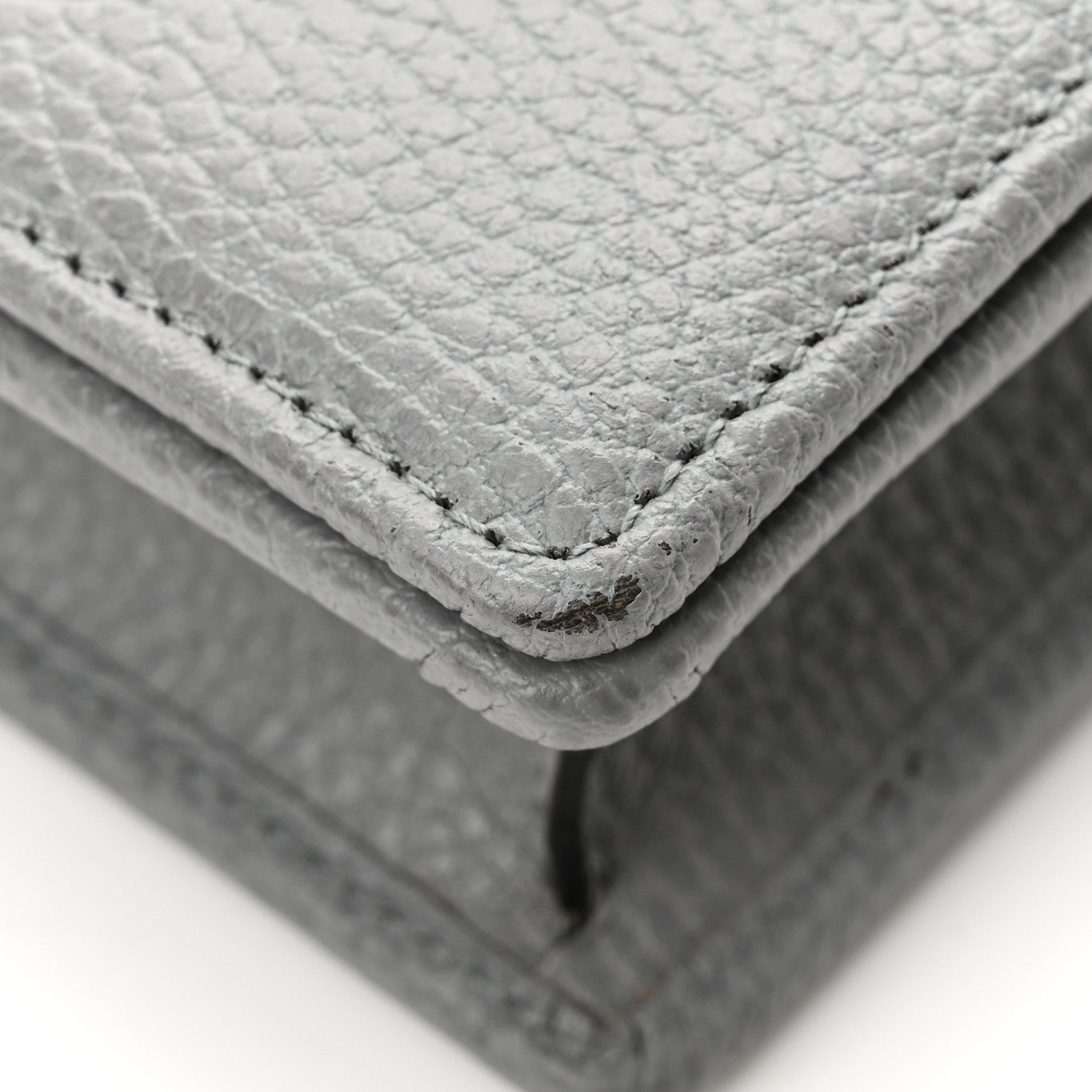 Gucci Dollar Calfskin Enamel Monochrome Mini GG Marmont Chain Wallet Deep Grey 11 of 12