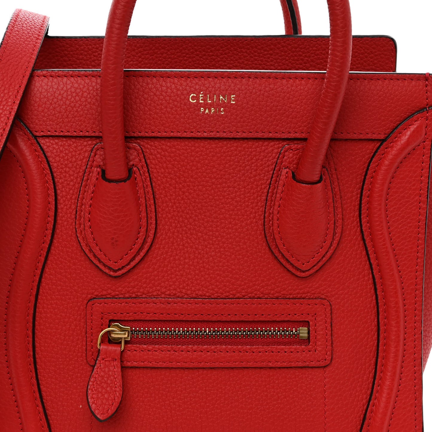 Drummed Calfskin Nano Luggage Coquelicot