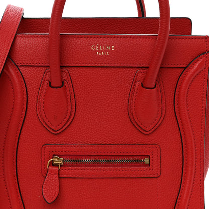 Celine Drummed Calfskin Nano Luggage Coquelicot 7 of 12