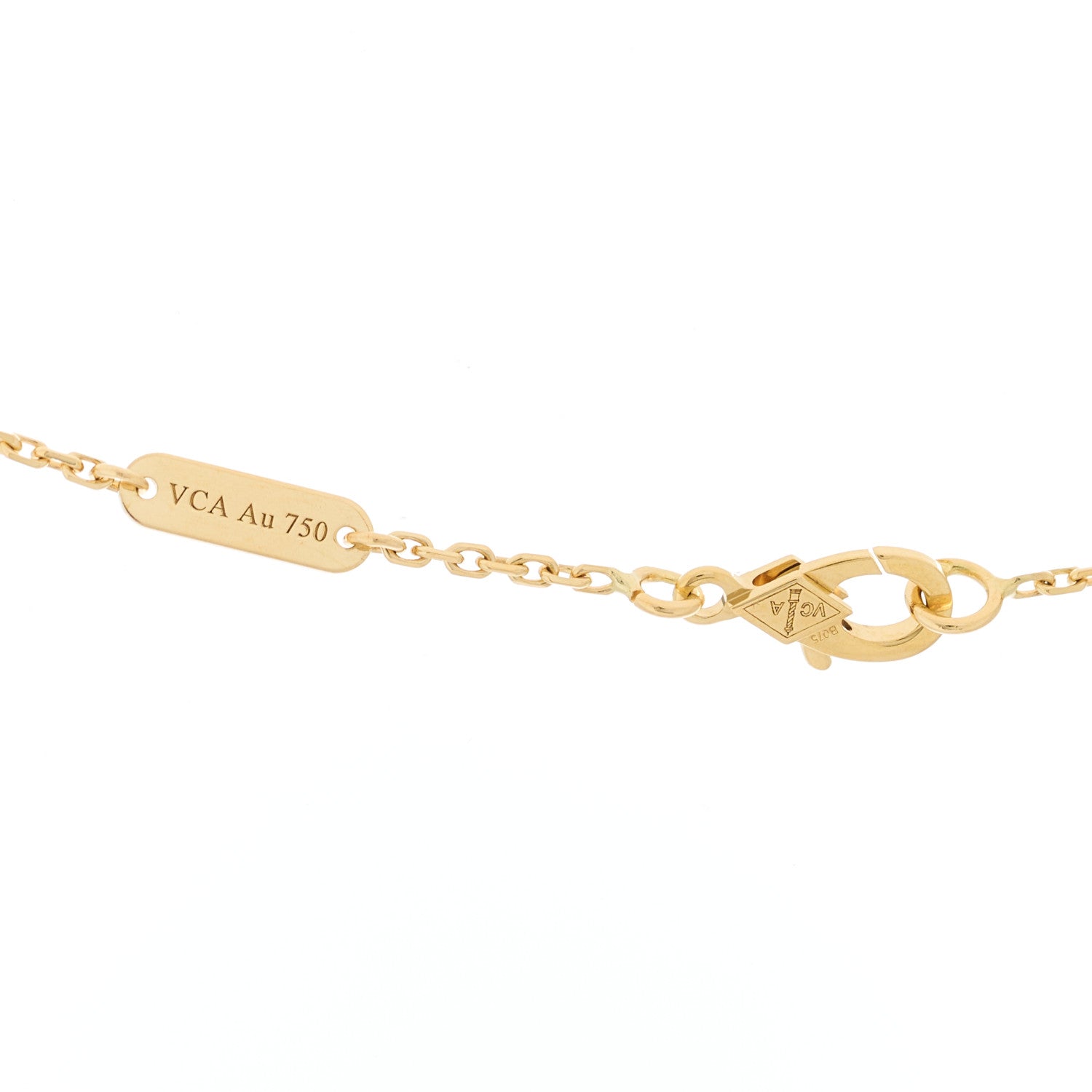 Van Cleef & Arpels 18K Yellow Gold Mother of Pearl Vintage Alhambra Pendant Necklace 5 of 6
