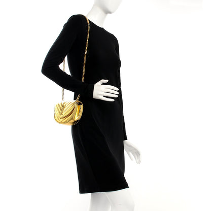 Saint Laurent Metallic Calfskin Matelasse Monogram Small Bubble Chain Crossbody Gold 2 of 6