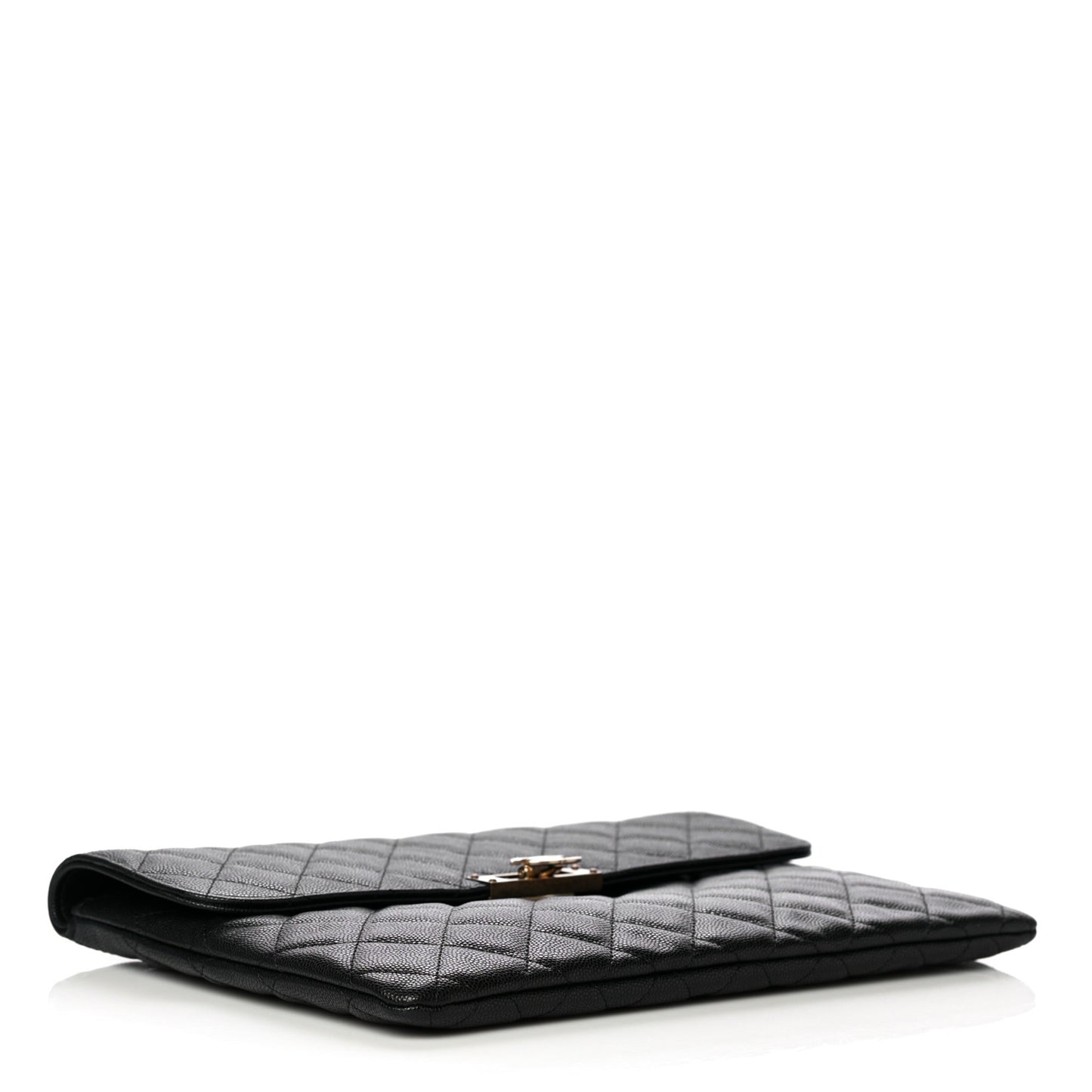 Caviar Quilted Medium Golden Class Pouch Black
