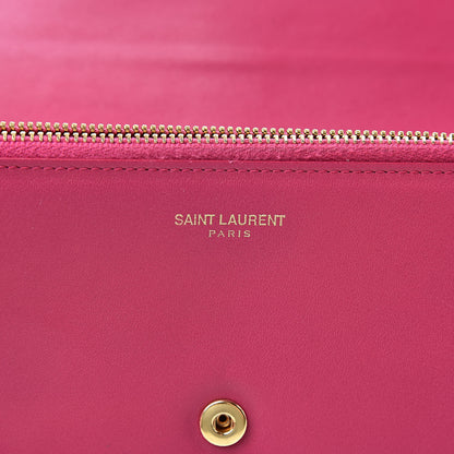 Saint Laurent Calfskin Classic Y Ligne Clutch Fuchsia 6 of 10