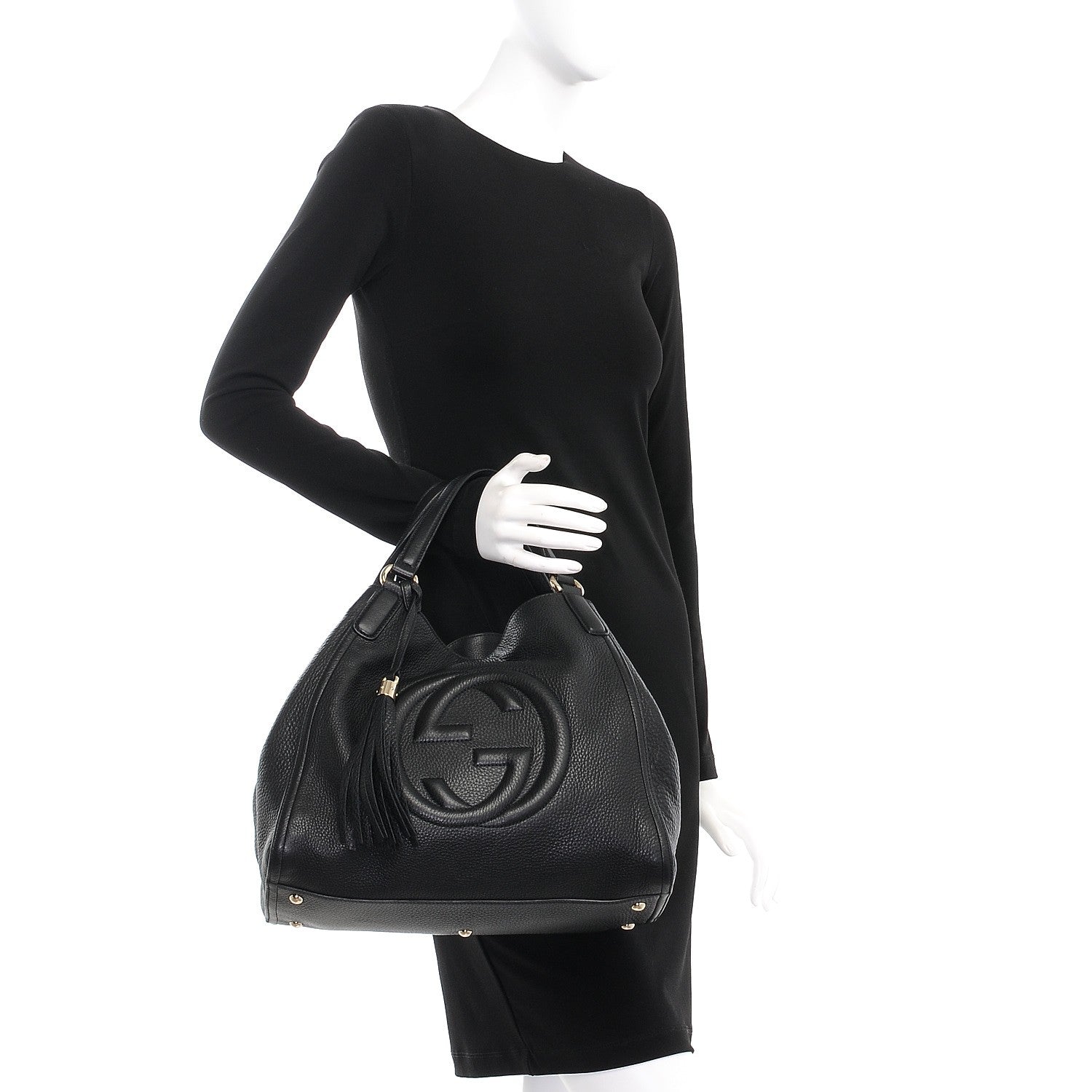 Gucci Pebbled Calfskin Medium Soho Shoulder Bag Black 2 of 11