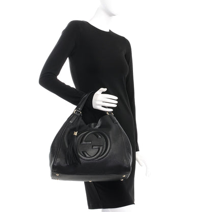 Gucci Pebbled Calfskin Medium Soho Shoulder Bag Black 2 of 11