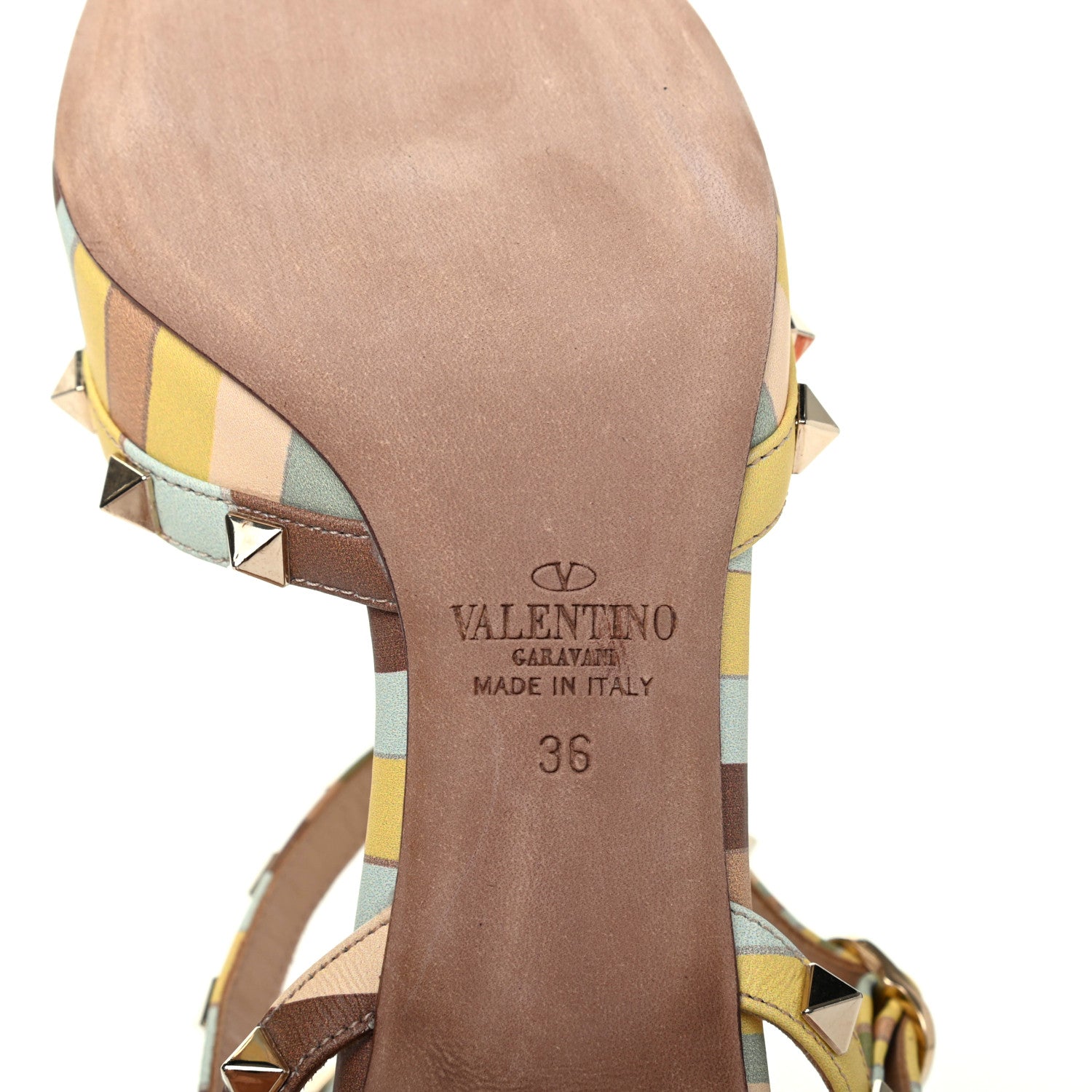 Valentino Garavani Nappa Native Couture 1975 Rockstud Ankle Strap Low Heel Pumps 36 Multicolor 6 of 13