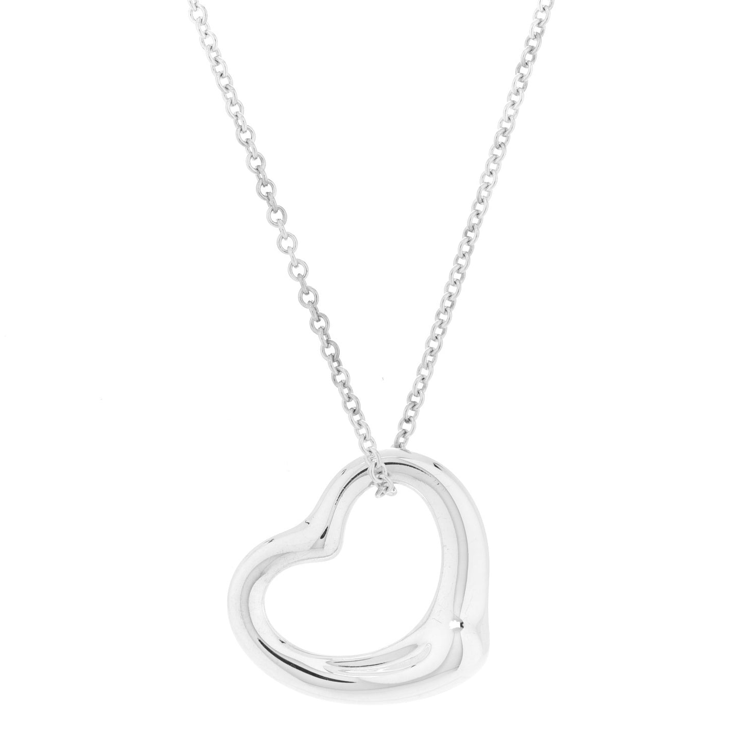 Sterling Silver 22mm Elsa Peretti Open Heart Pendant Necklace