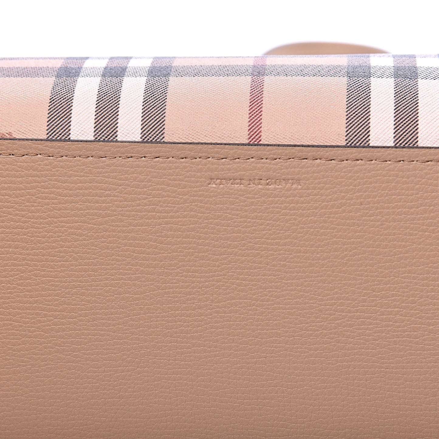 Grainy Calfskin Haymarket Check Medium Reversible Tote Camel