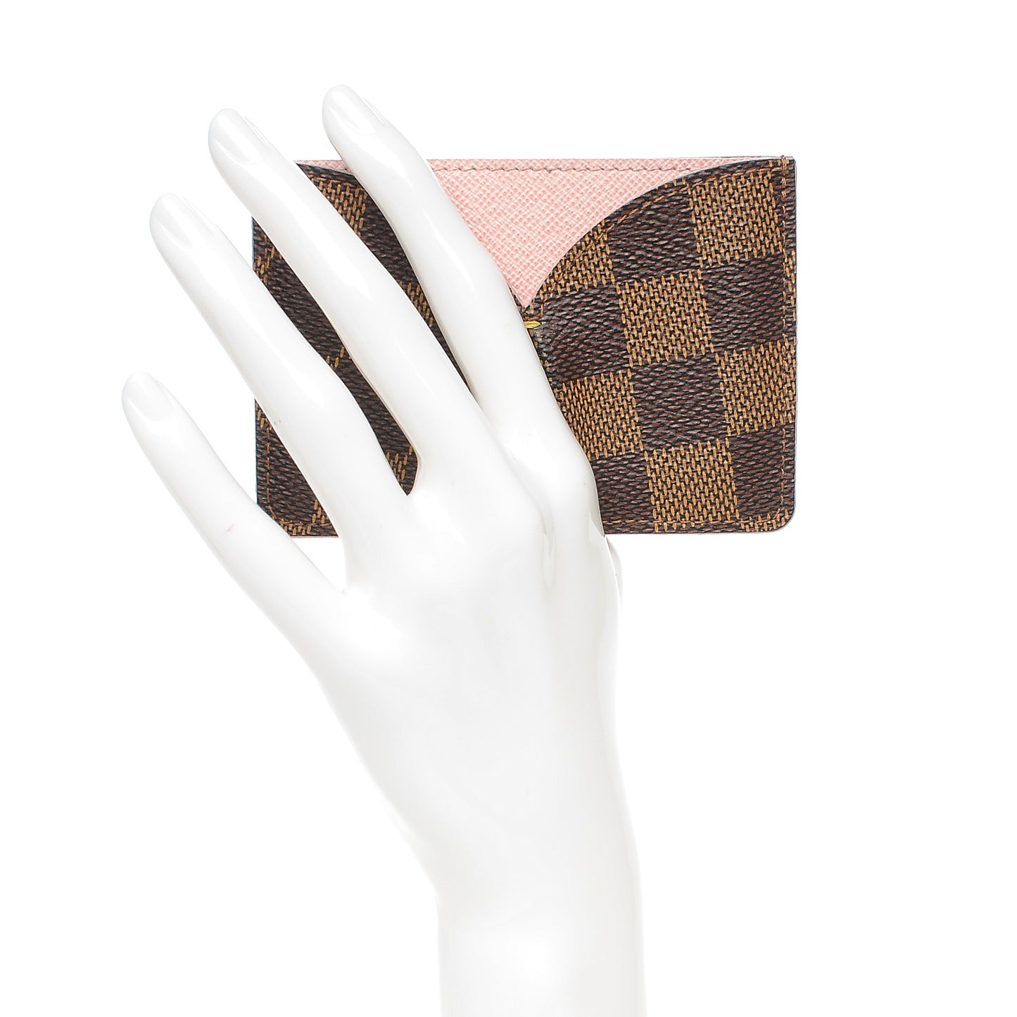 Damier Ebene Caissa Card Holder Rose Ballerine