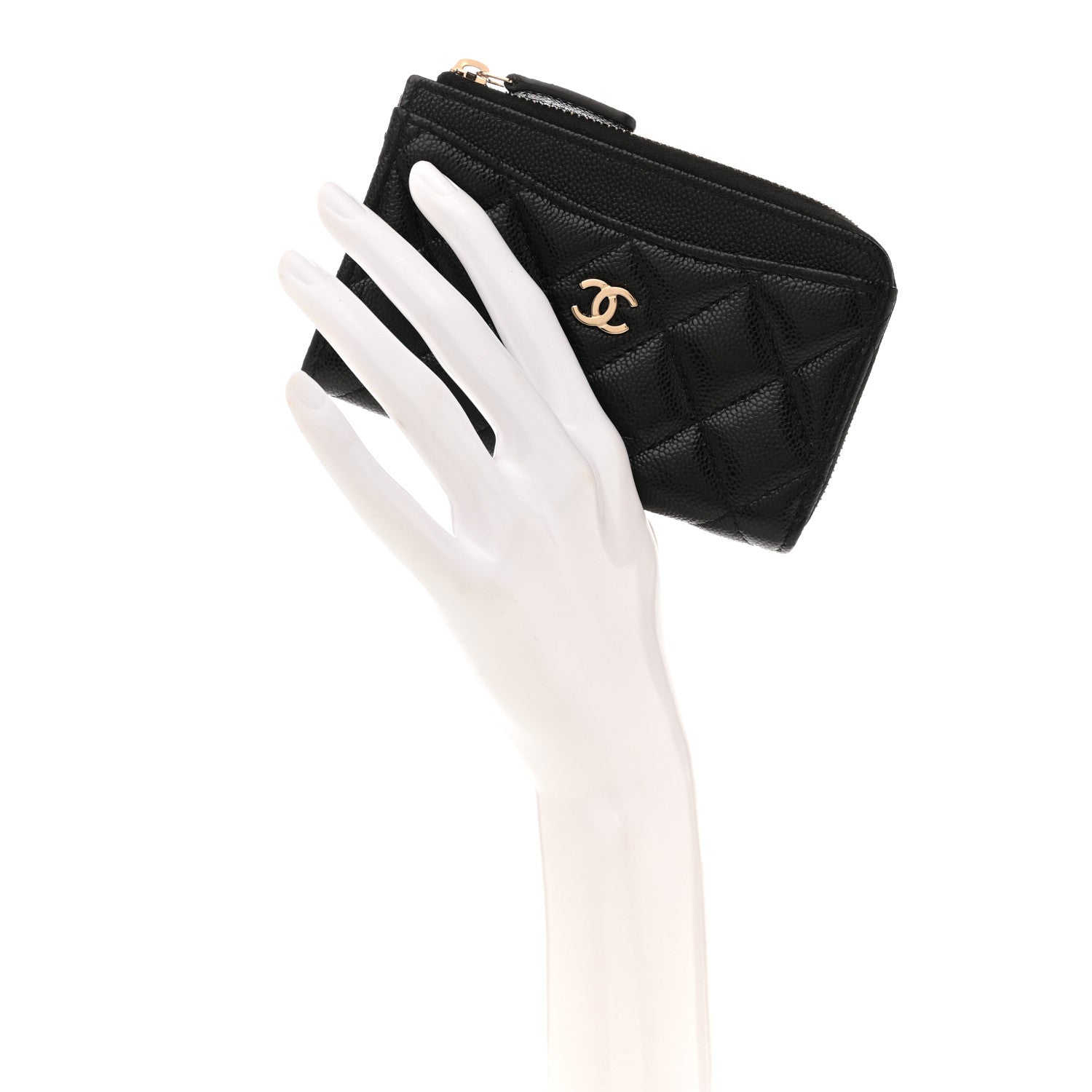 Chanel Caviar Quilted CC Zip Around Card Holder Black 2 of 9