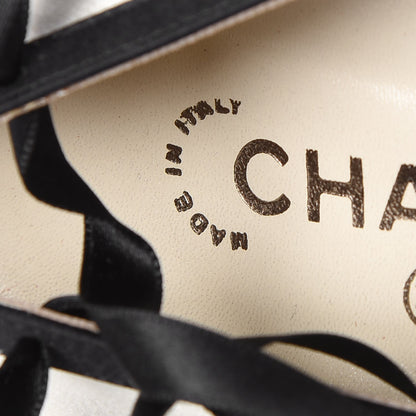 Chanel Satin Cap Toe CC Pumps 39.5 Black 7 of 9