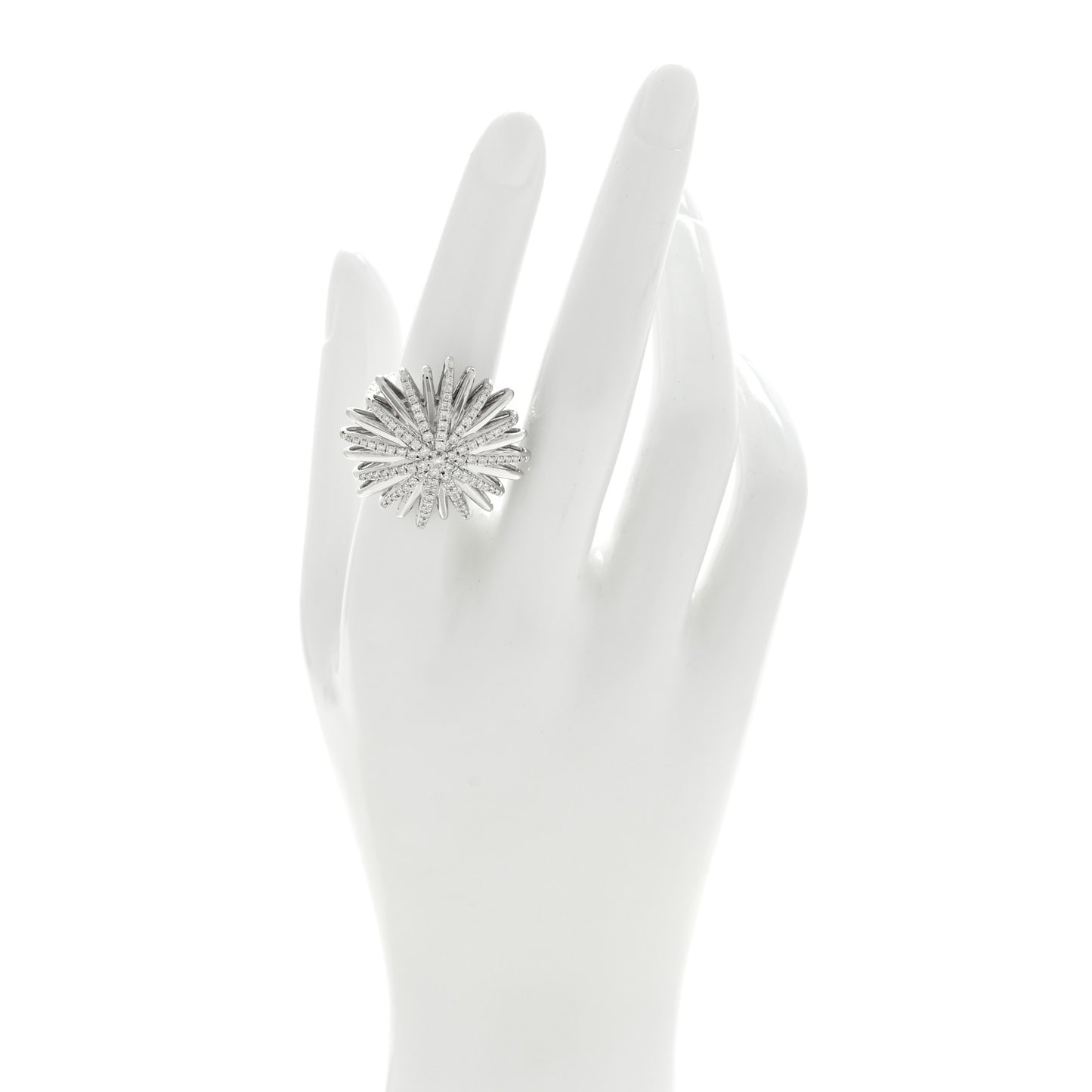 Sterling Silver Diamond 28mm Starburst Ring 53 6.5