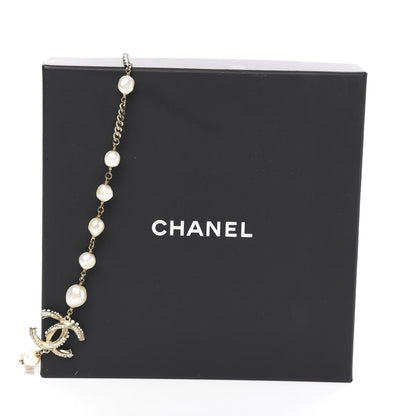 Chanel Pearl Crystal CC Long Necklace Gold 5 of 5