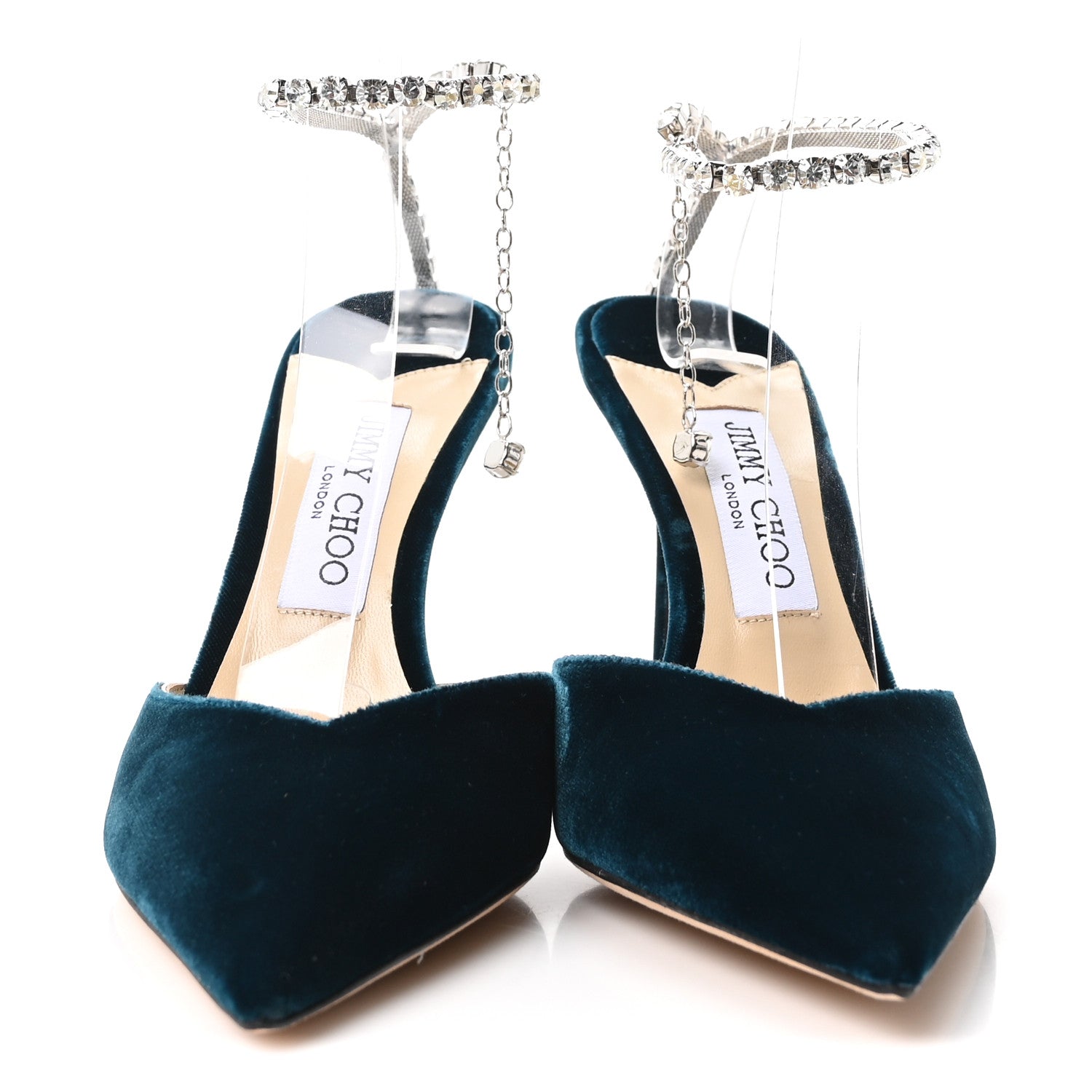 Jimmy Choo Velvet Crystal Saeda 100 Pumps 38.5 Dragonfly 1904775