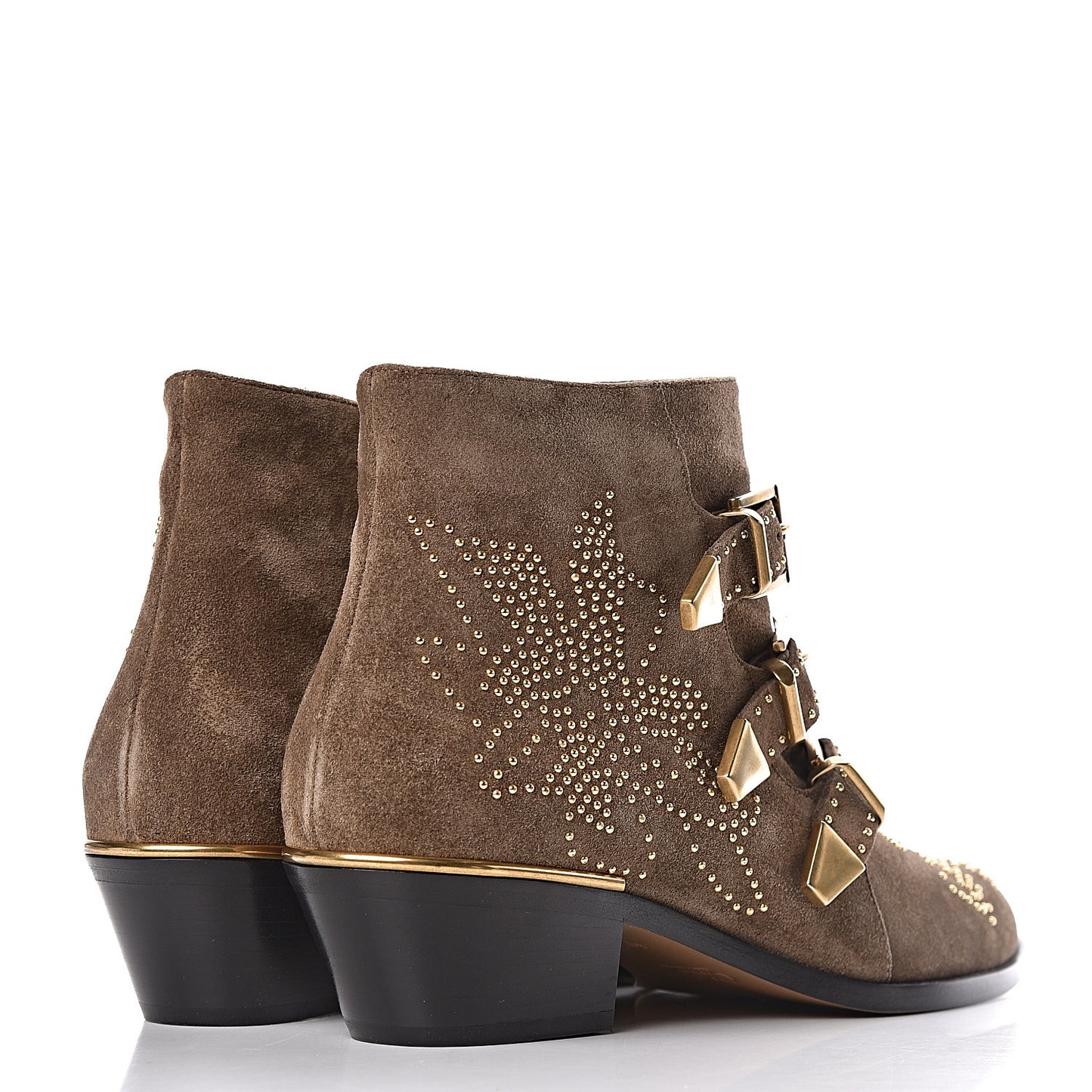 Suede Sheepskin Studded Susanna Ankle Boots 40.5 Dark Greige