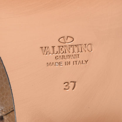 Valentino Garavani Grained Calfskin Rockstud Single Buckle 35mm Cowboy Ankle Boots 37 Nocciola 6 of 8