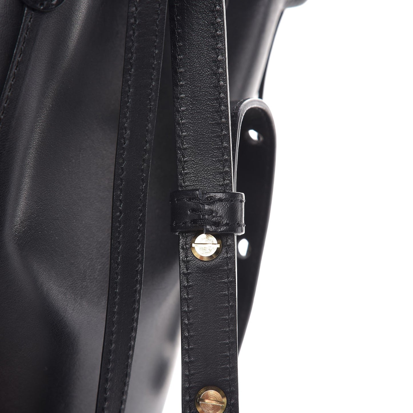 Vegetable Tanned Calfskin Bucket Bag Black Flamma
