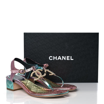 Chanel Goatskin Fantasy CC Pearl Thong Sandals 39 Multicolor 9 of 9