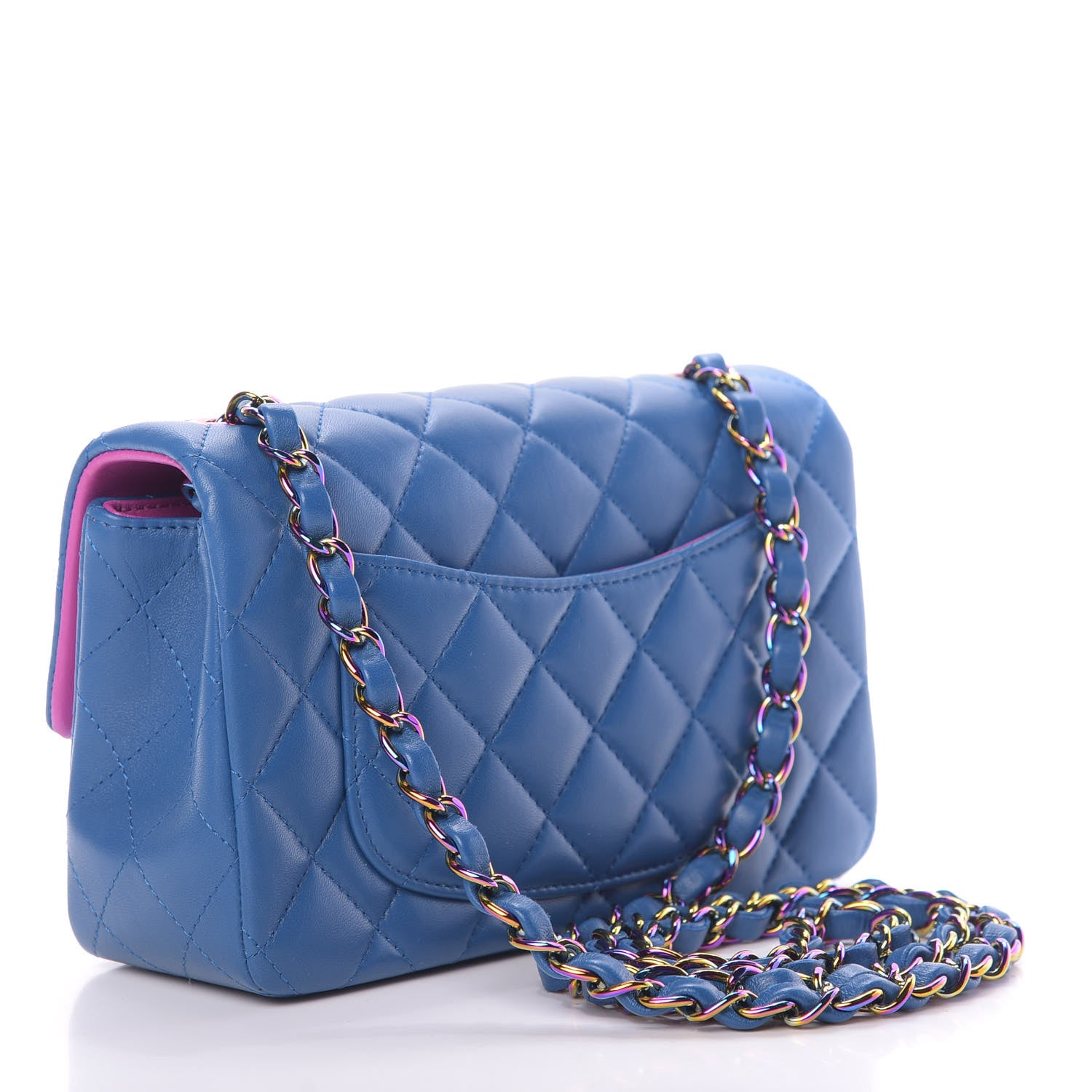 Chanel Lambskin Quilted Mini Rectangular Flap Blue Purple 3 of 12