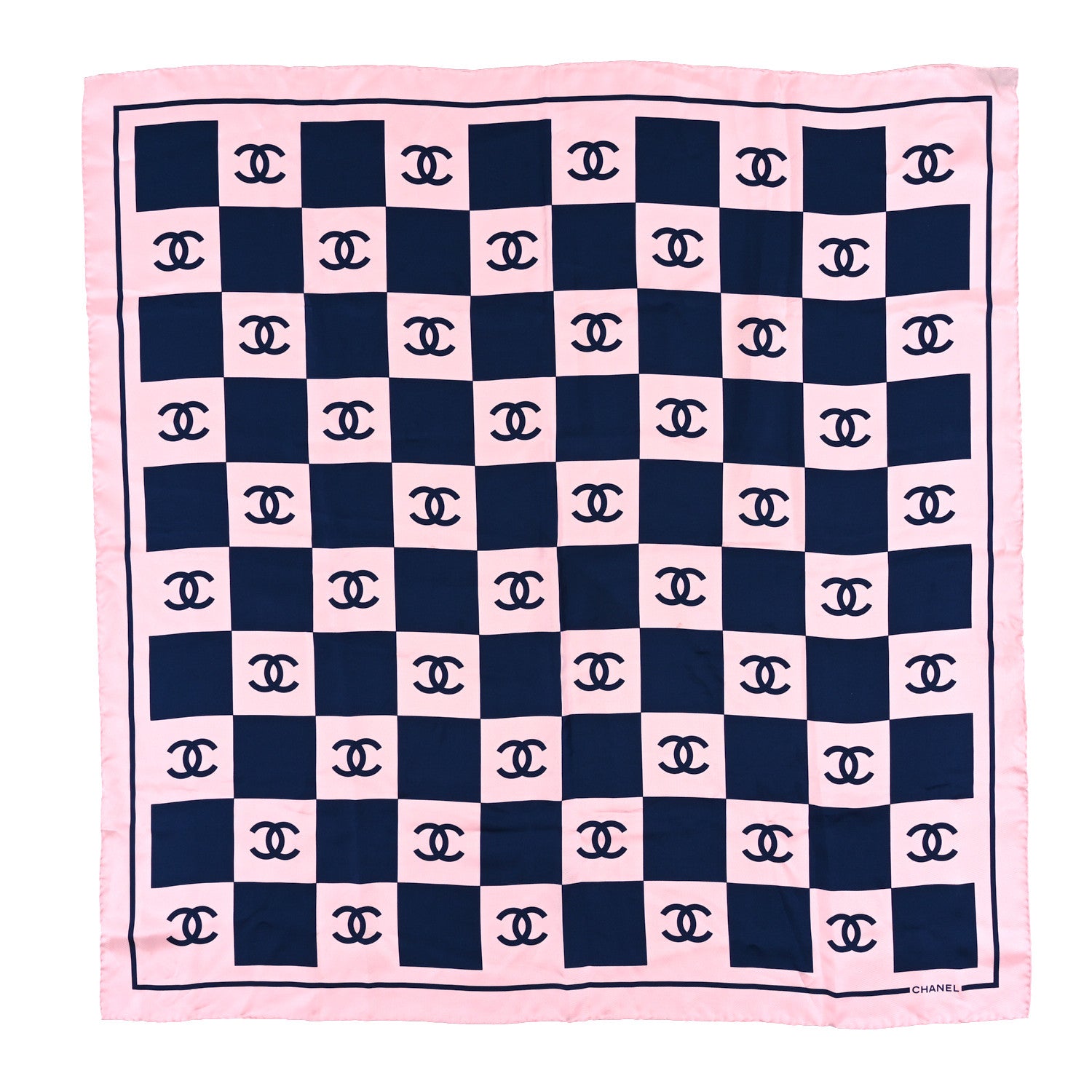 Chanel Silk CC Checkered Square Scarf 1 of 3