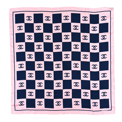 Chanel Silk CC Checkered Square Scarf 1 of 3