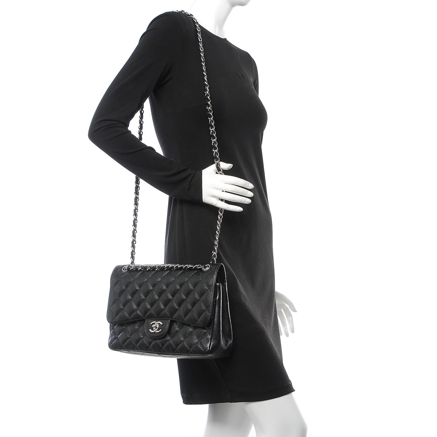 Chanel Caviar Quilted Jumbo Double Flap Black 3 of 13