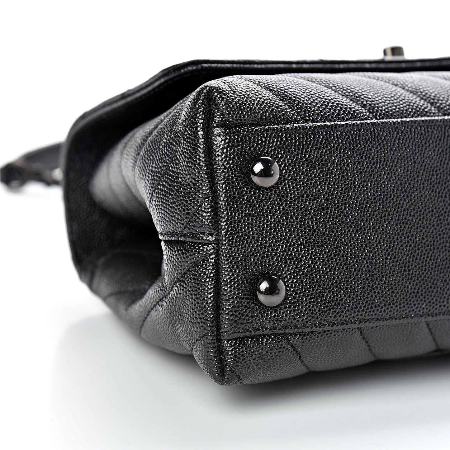 Caviar Chevron Quilted Mini Coco Handle Flap So Black