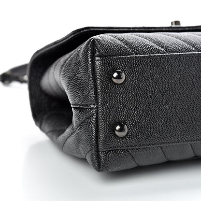 Chanel Caviar Chevron Quilted Mini Coco Handle Flap So Black 8 of 9