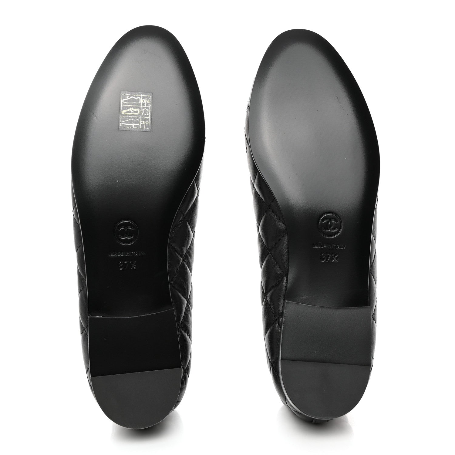 Chanel Aged Calfskin Quilted CC Cap Toe Ballerina Flats 37.5 Black 6 of 9