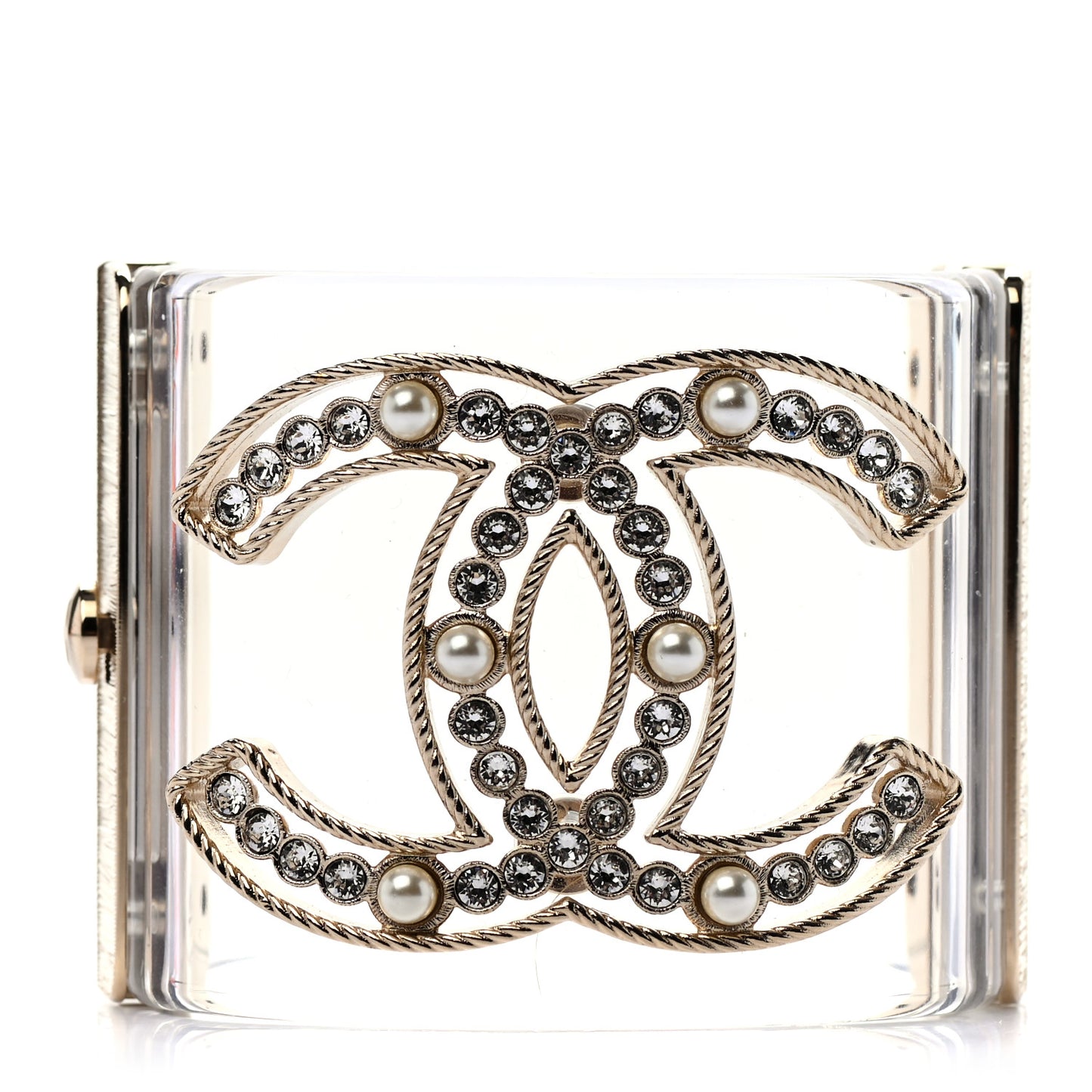 Transparent Pearl Crystal CC Cuff Golden Pearly White
